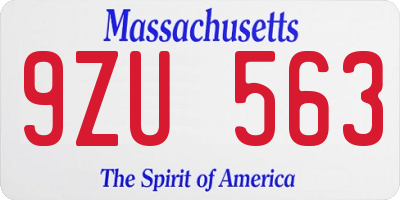 MA license plate 9ZU563