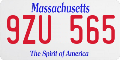 MA license plate 9ZU565