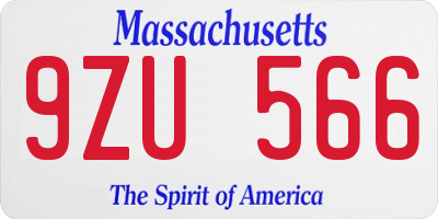 MA license plate 9ZU566