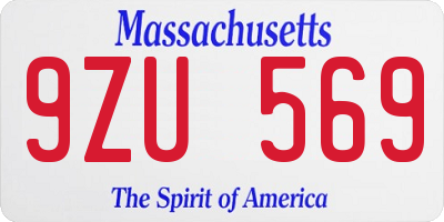 MA license plate 9ZU569