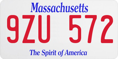 MA license plate 9ZU572