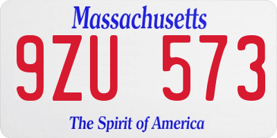 MA license plate 9ZU573