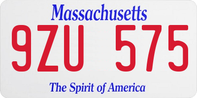 MA license plate 9ZU575