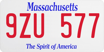 MA license plate 9ZU577