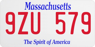 MA license plate 9ZU579