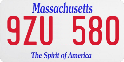 MA license plate 9ZU580