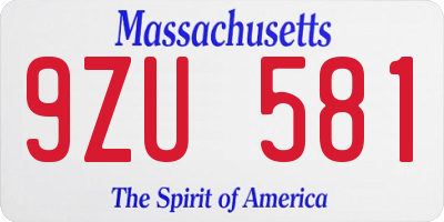 MA license plate 9ZU581