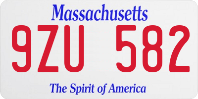 MA license plate 9ZU582