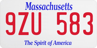 MA license plate 9ZU583