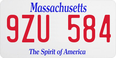 MA license plate 9ZU584