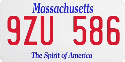 MA license plate 9ZU586