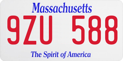 MA license plate 9ZU588