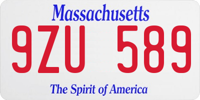 MA license plate 9ZU589