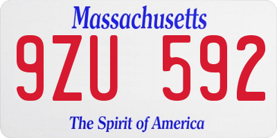 MA license plate 9ZU592