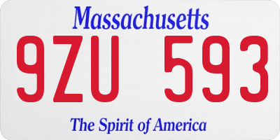 MA license plate 9ZU593