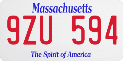 MA license plate 9ZU594