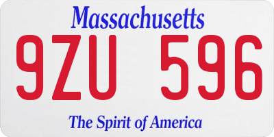 MA license plate 9ZU596