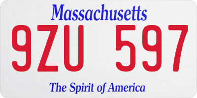 MA license plate 9ZU597