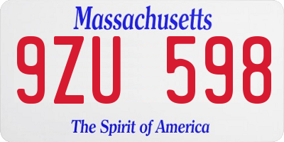 MA license plate 9ZU598