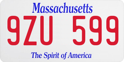 MA license plate 9ZU599