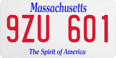 MA license plate 9ZU601