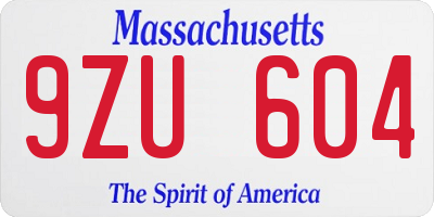 MA license plate 9ZU604