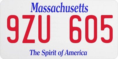 MA license plate 9ZU605
