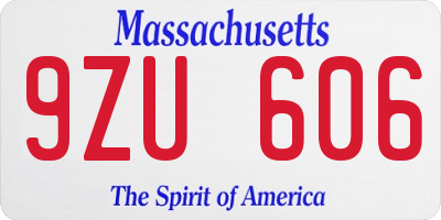 MA license plate 9ZU606