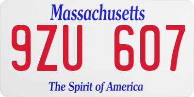 MA license plate 9ZU607