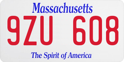 MA license plate 9ZU608