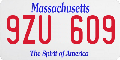 MA license plate 9ZU609