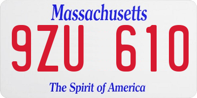 MA license plate 9ZU610