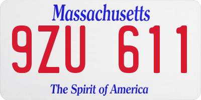 MA license plate 9ZU611