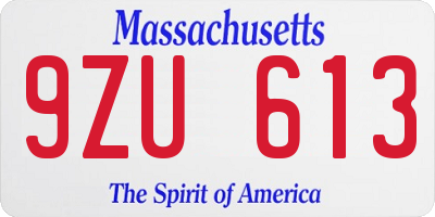 MA license plate 9ZU613