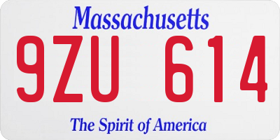 MA license plate 9ZU614