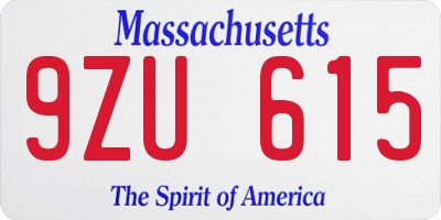 MA license plate 9ZU615