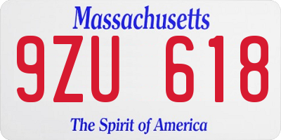 MA license plate 9ZU618