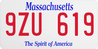 MA license plate 9ZU619