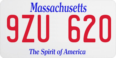 MA license plate 9ZU620