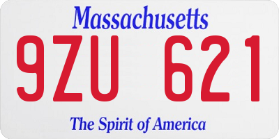 MA license plate 9ZU621