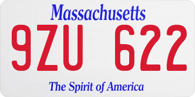 MA license plate 9ZU622