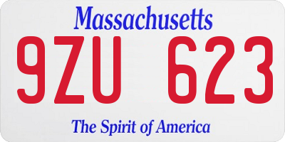 MA license plate 9ZU623