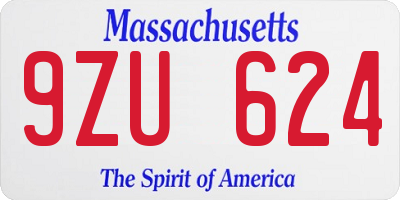 MA license plate 9ZU624