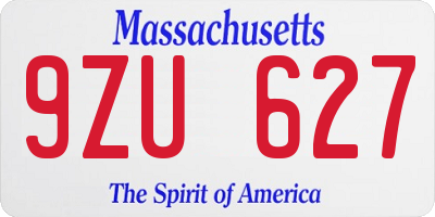 MA license plate 9ZU627