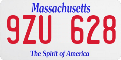 MA license plate 9ZU628