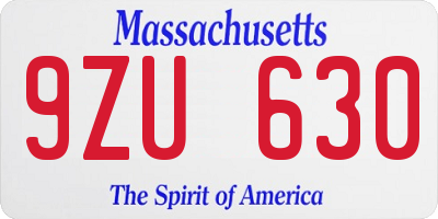 MA license plate 9ZU630
