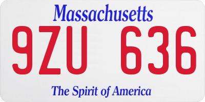 MA license plate 9ZU636