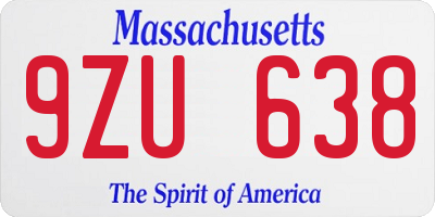 MA license plate 9ZU638