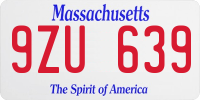 MA license plate 9ZU639