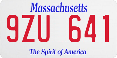 MA license plate 9ZU641